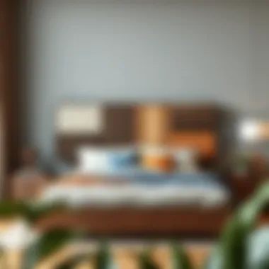 Eclectic freestanding headboard combining various materials for a unique look