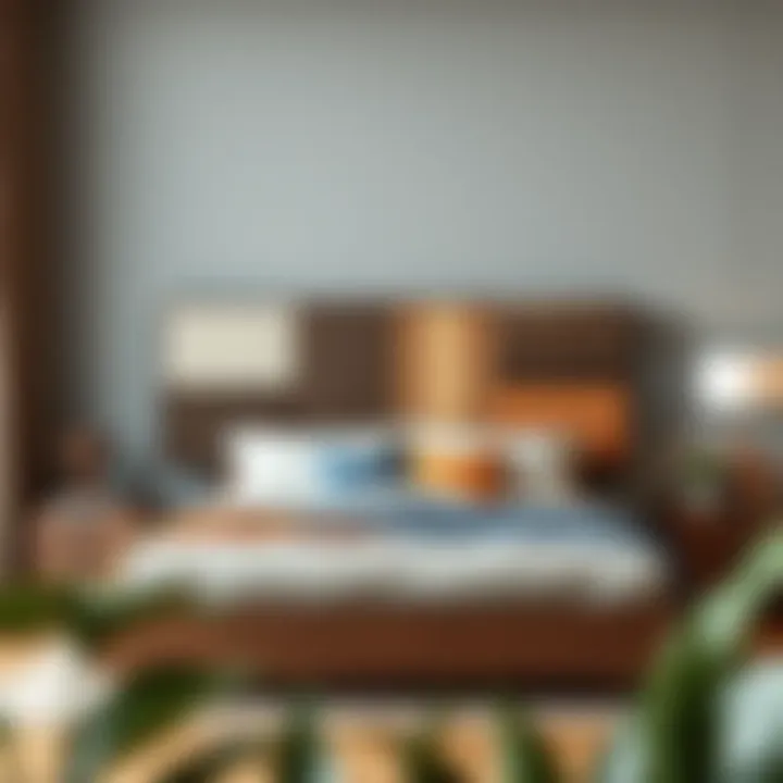 Eclectic freestanding headboard combining various materials for a unique look