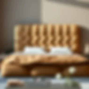 Luxurious upholstered freestanding headboard showcasing rich textures