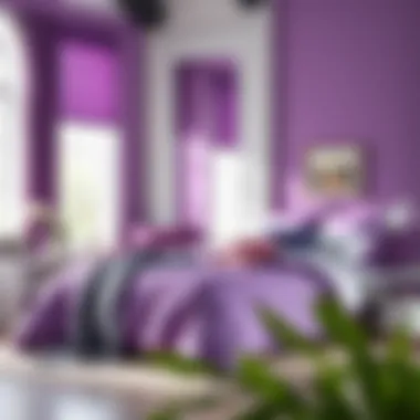 Trendy designs of full size purple bed in a bag sets displayed in a modern bedroom