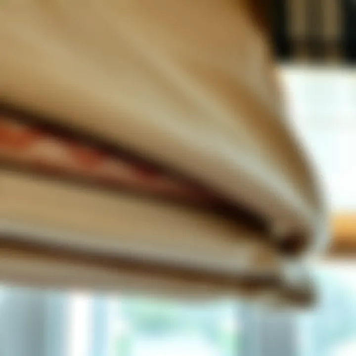 Close-up of various fabric textures for Roman shades and valances.