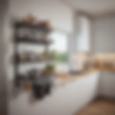 Creative Arrangement of Wall-Mounted Racks Creative arrangement of wall-mounted racks in a compact kitchen