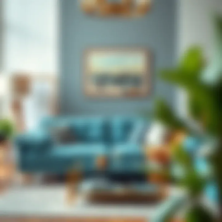 A beautifully decorated living space featuring a complementary sofa design.