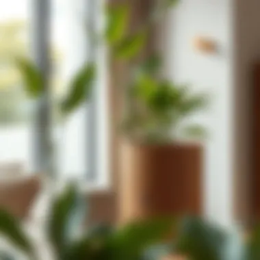 Rustic wooden flower pot in a modern setting