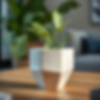 Sleek ceramic flower pot with geometric design