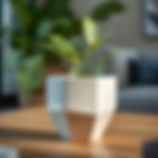 Sleek ceramic flower pot with geometric design