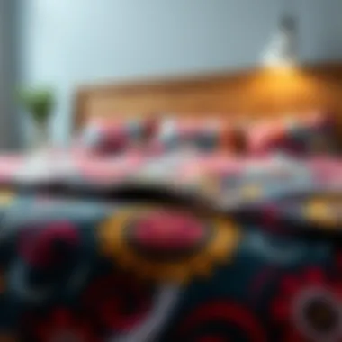 A neatly zipped king size bed cover showcasing vibrant patterns