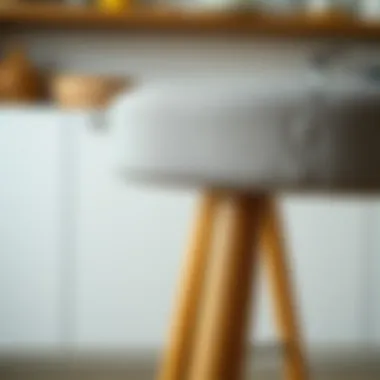 Close-up of materials used in kitchen stool chairs