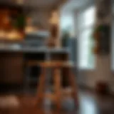 Stylish kitchen step stool chair in a modern setting