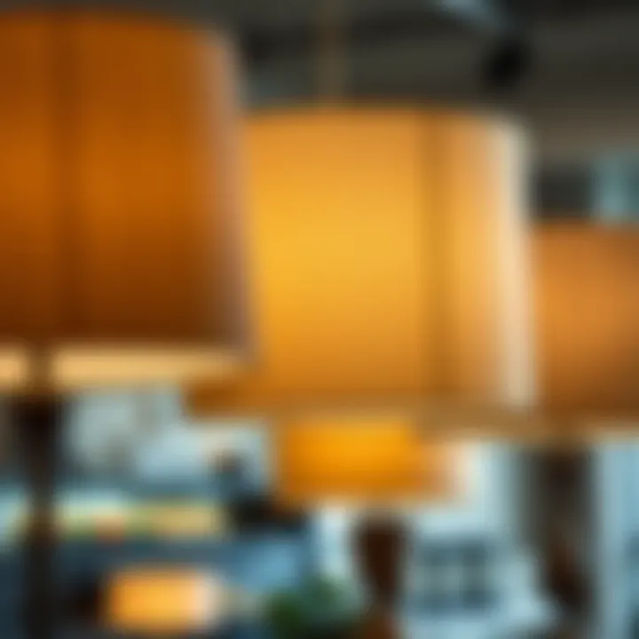 Large lamp shades showcasing different artistic styles