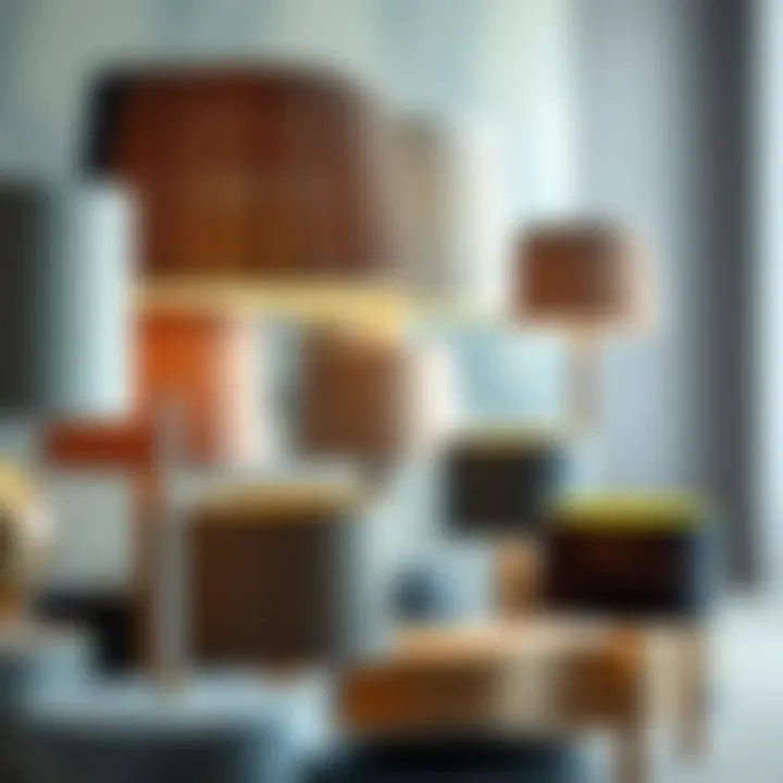 A selection of large lamp shades made from various materials