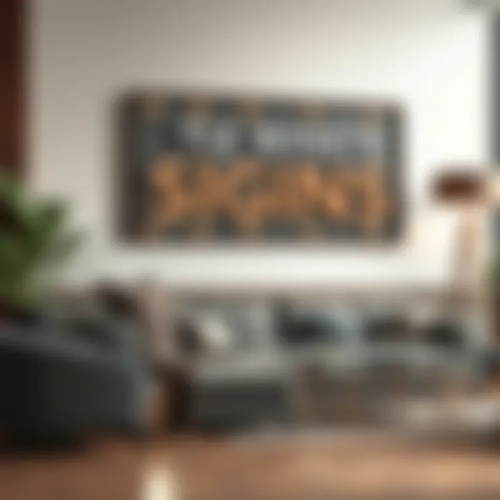 Artistic large sign with personalized message in a chic room
