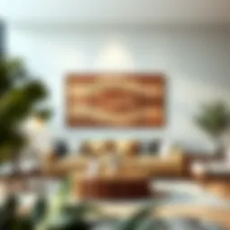 Elegant large wooden sign in a modern living room