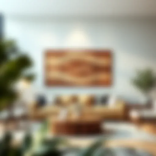 Elegant large wooden sign in a modern living room