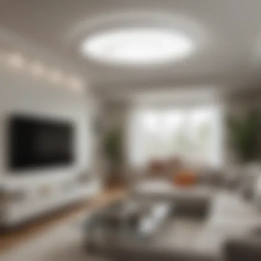 Stylish LED ceiling fixture in a modern living room