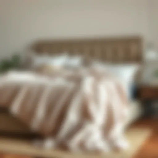 Luxurious lightweight summer blanket draping elegantly over a queen-size bed