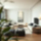 Modern minimalist living room furniture showcasing clean lines and neutral tones