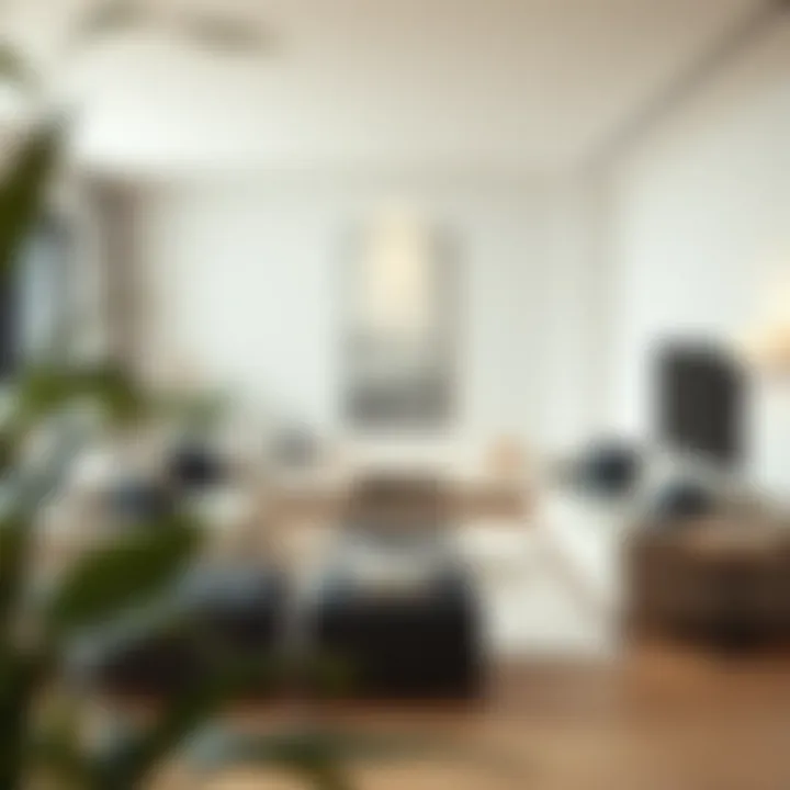 Modern minimalist living room furniture showcasing clean lines and neutral tones