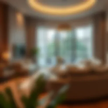 Cozy living room arrangement with multifunctional furniture pieces for space efficiency