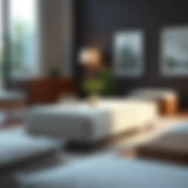 Long narrow storage ottoman used as a functional coffee table alternative