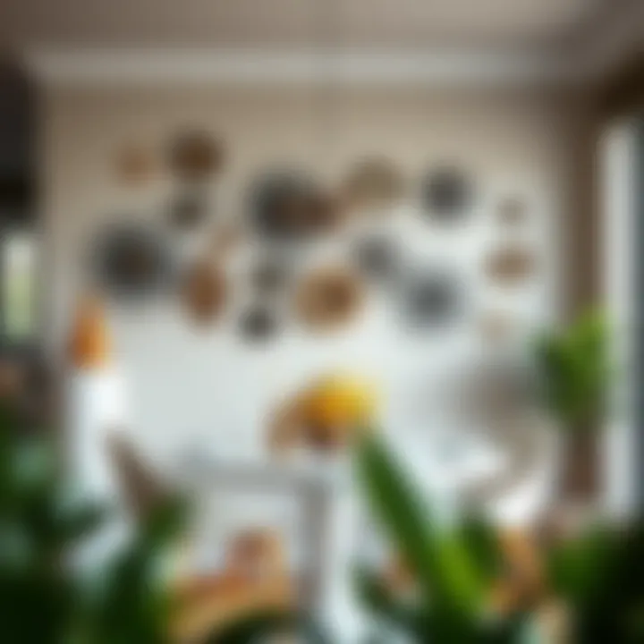 Modern wall decor enhancing a dining room aesthetic