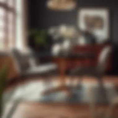 Stylish dining table paired with designer chairs