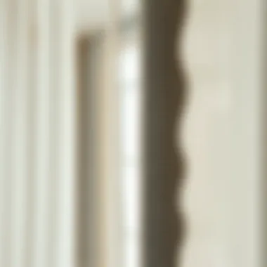 Close-up of the texture and design of mesh net door curtains