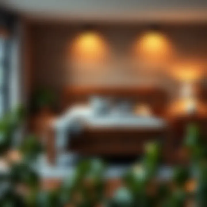 Rustic wooden twin size bed frame in a cozy setting