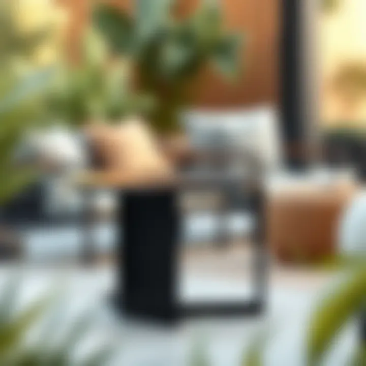 Modern metal outdoor accent table showcasing sleek design
