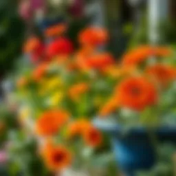 Vibrant outdoor artificial flowers enhancing a garden setting