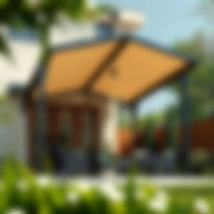 Stylish outdoor canopy over a small patio