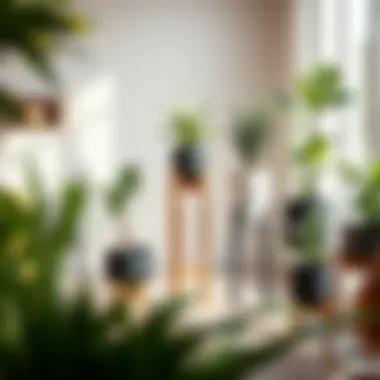 Variety of plant stands in different materials and styles