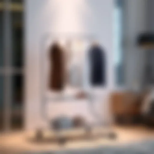 Sleek portable clothing rack with elegant design