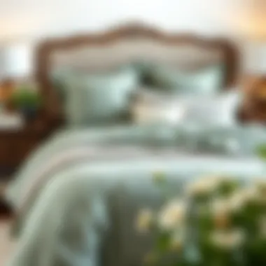 Stylish sage full comforter paired with decorative pillows and matching decor