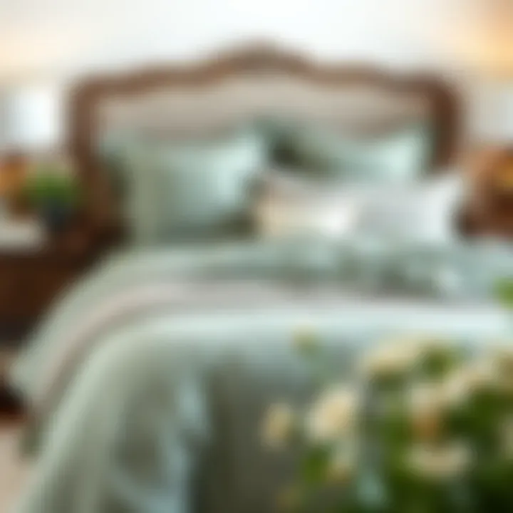 Stylish sage full comforter paired with decorative pillows and matching decor