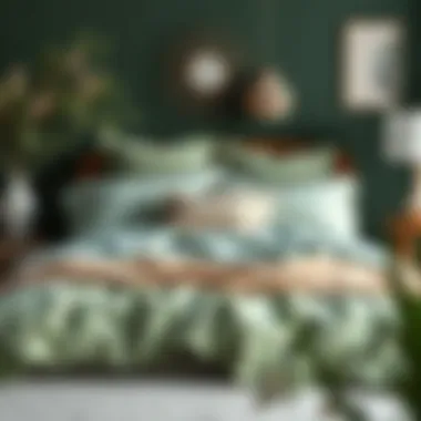 Decorative elements complementing sage green bedding