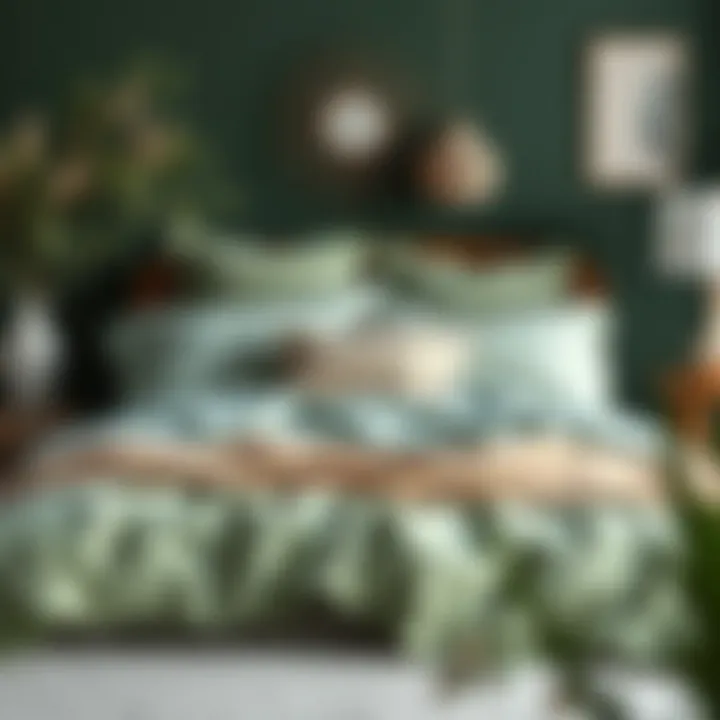 Decorative elements complementing sage green bedding