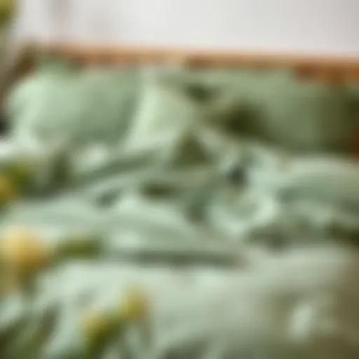Elegant Sage Green Bedding Set Elegant sage green bedding set on a neatly made bed