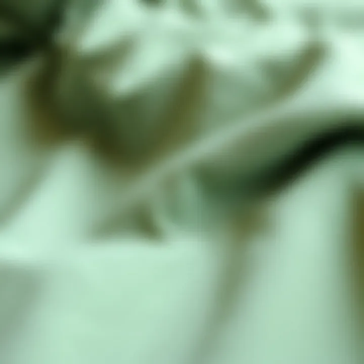 Close-up of sage green fabric texture and stitching