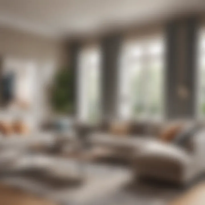 Elegant bottom-up shades enhancing a modern living room