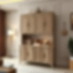 Elegant short wide storage cabinet with decorative items