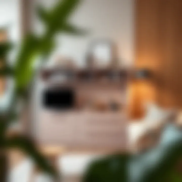 Multi-functional slimline storage unit in a chic setting