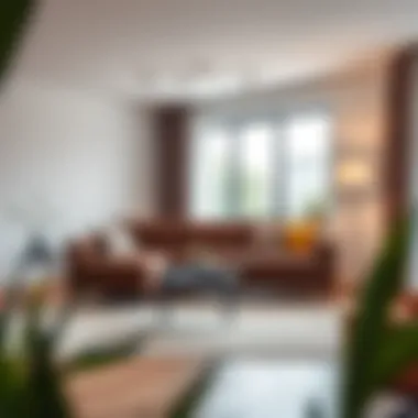 Stylish slimline sofa in a modern living room