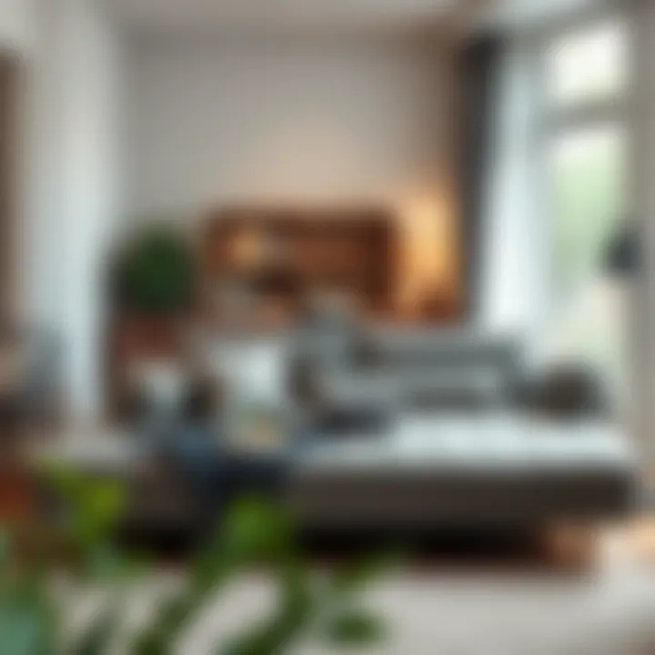 Elegant sofa bed showcasing space-saving design in a small apartment