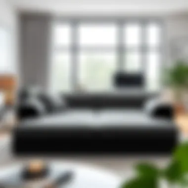 Stylish modern sofa bed in a contemporary living room setting