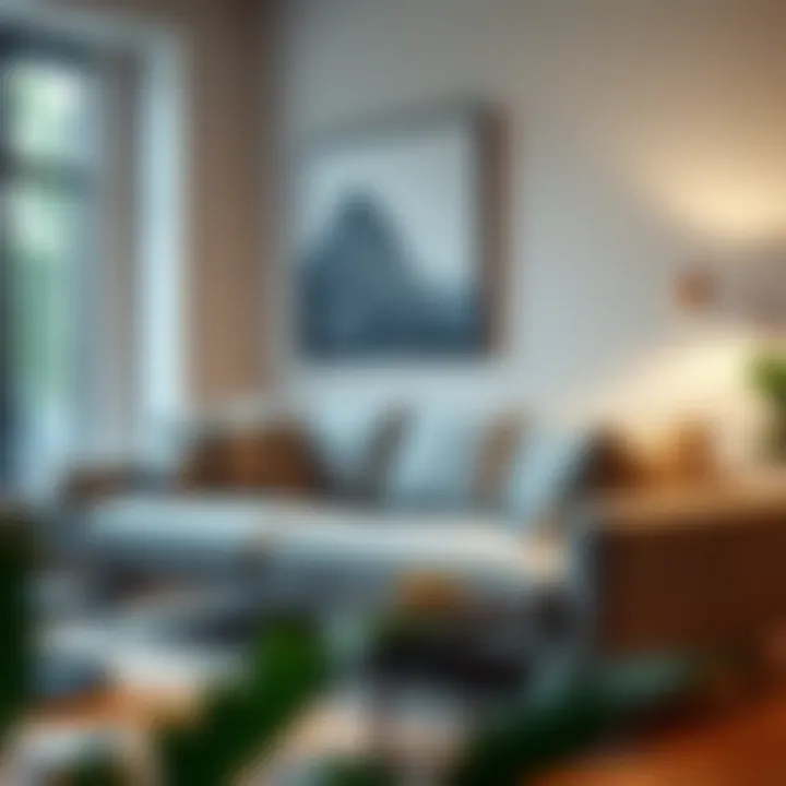 Stylish couch with contemporary upholstery