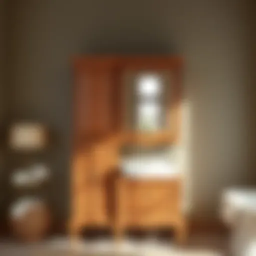 Elegant wooden stand-alone bathroom cabinet with intricate detailing