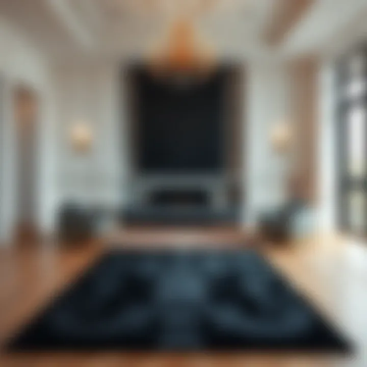 Maintaining a large dark rug in an elegant interior setting