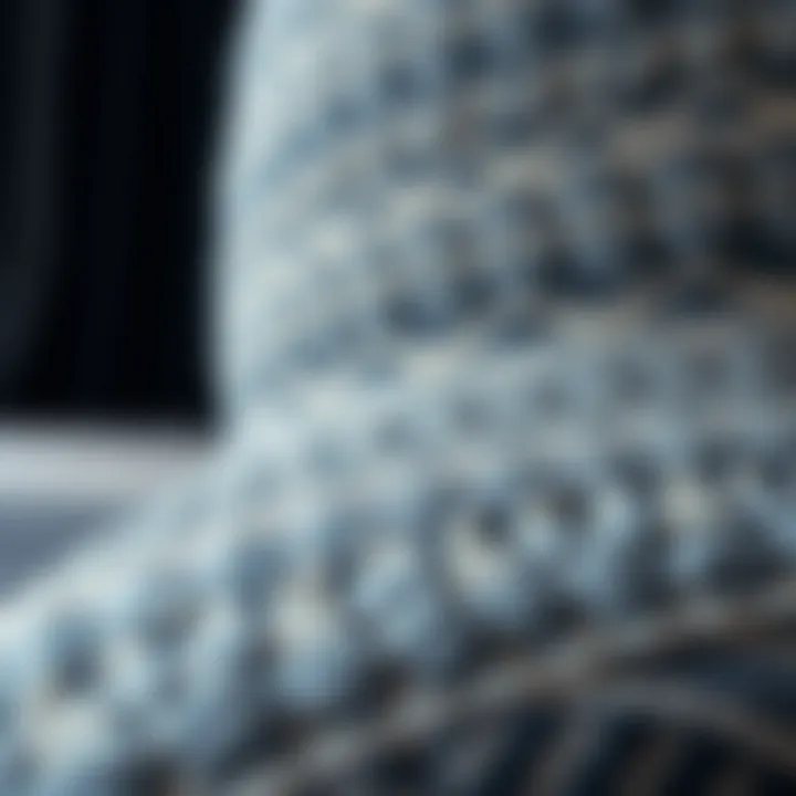 Close-up of texture and pattern on a large dark rug