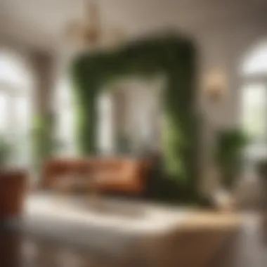 Luxurious interior with cascading fake trailing plants